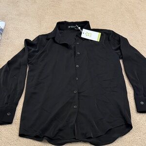 Black Long-Sleeve Button-Up Shirt